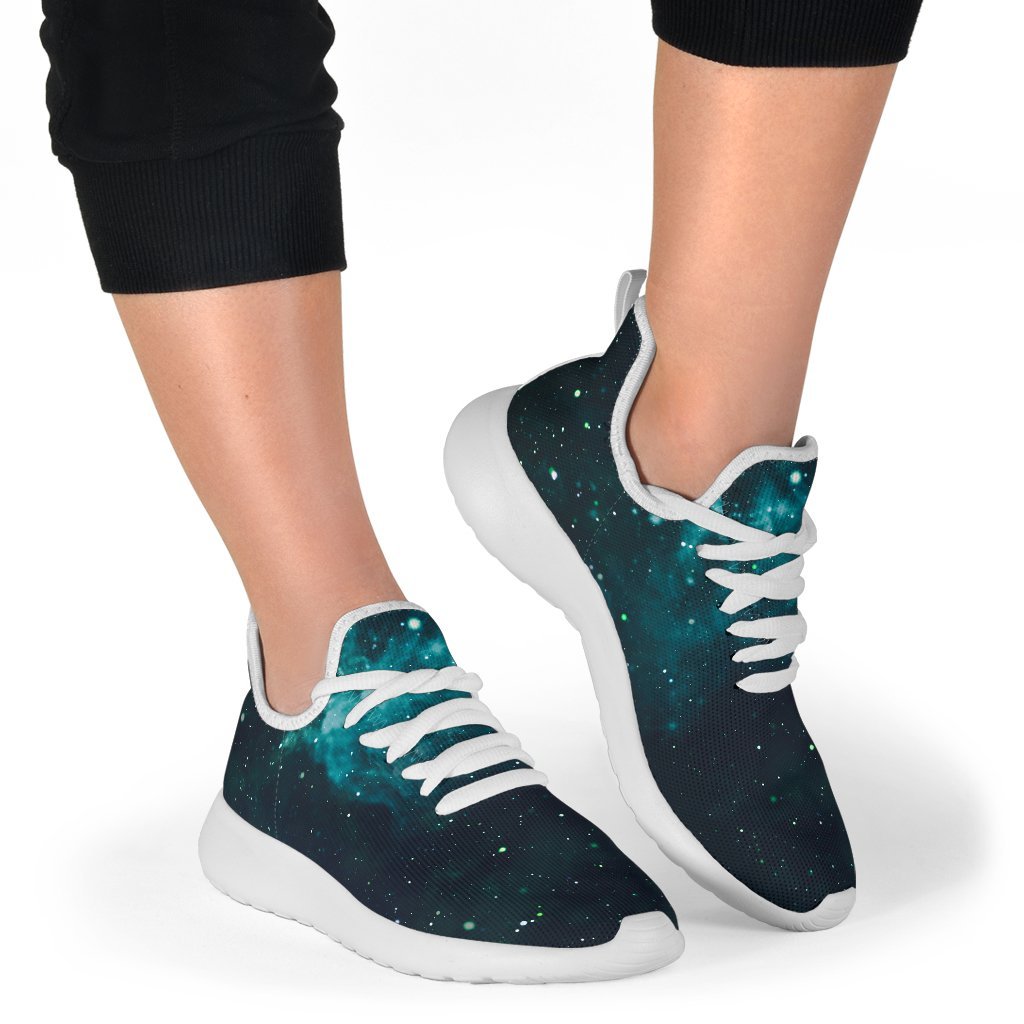 Dark Teal Galaxy Space Print Mesh Knit Shoes GearFrost
