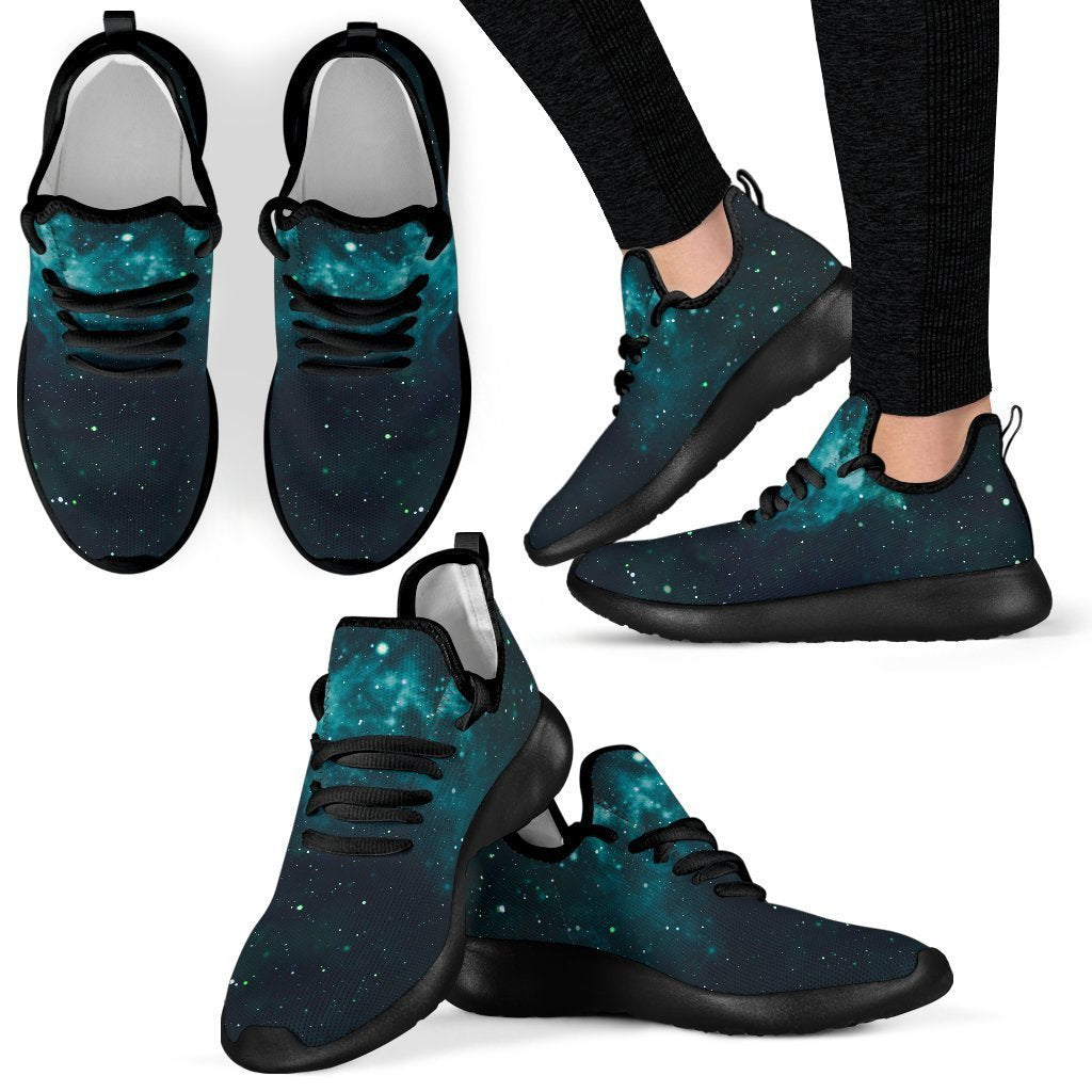 Dark Teal Galaxy Space Print Mesh Knit Shoes GearFrost