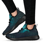 Dark Teal Galaxy Space Print Mesh Knit Shoes GearFrost