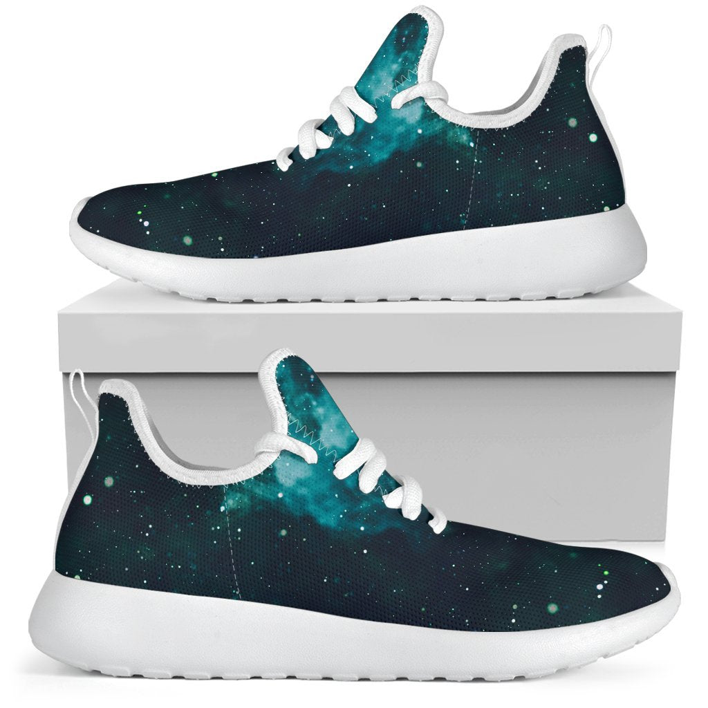 Dark Teal Galaxy Space Print Mesh Knit Shoes GearFrost