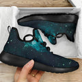 Dark Teal Galaxy Space Print Mesh Knit Shoes