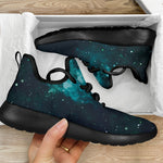 Dark Teal Galaxy Space Print Mesh Knit Shoes GearFrost