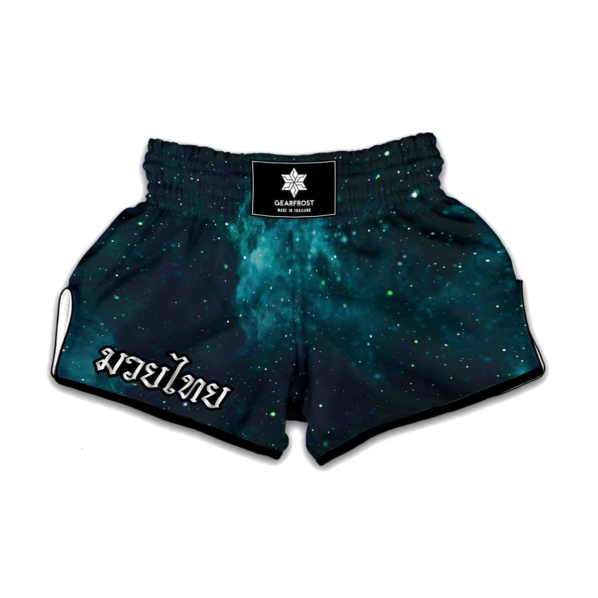 Dark Teal Galaxy Space Print Muay Thai Boxing Shorts