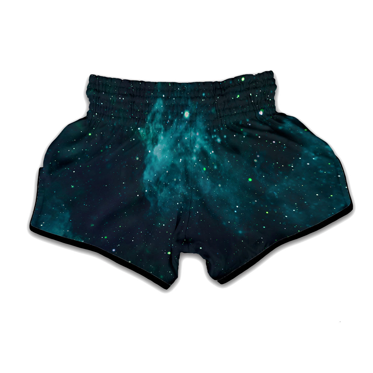 Dark Teal Galaxy Space Print Muay Thai Boxing Shorts