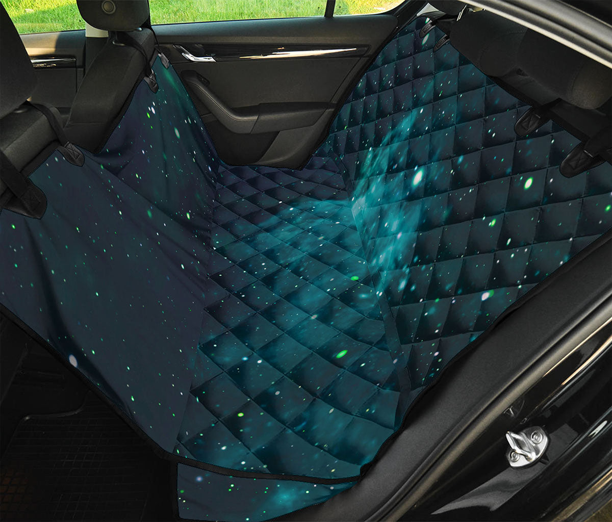 Dark Teal Galaxy Space Print Pet Car Back Seat Cover