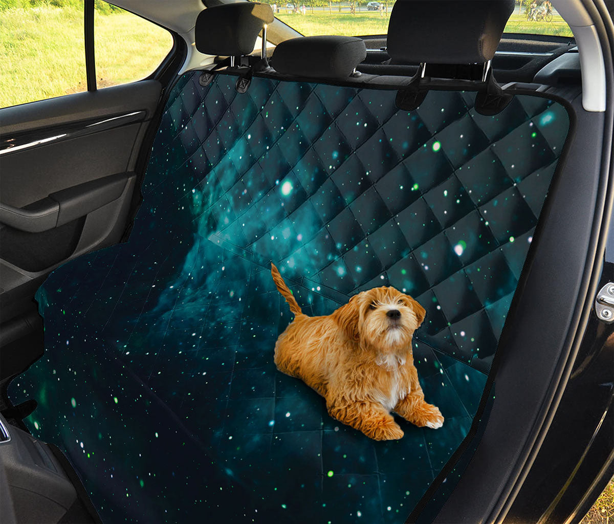 Dark Teal Galaxy Space Print Pet Car Back Seat Cover