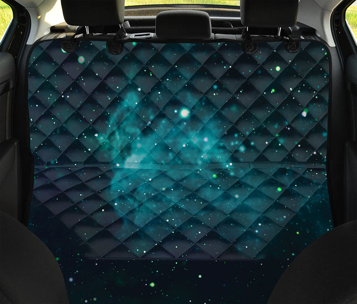 Dark Teal Galaxy Space Print Pet Car Back Seat Cover