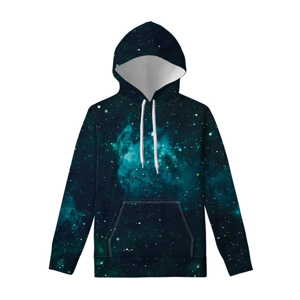 Dark Teal Galaxy Space Print Pullover Hoodie
