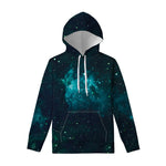 Dark Teal Galaxy Space Print Pullover Hoodie