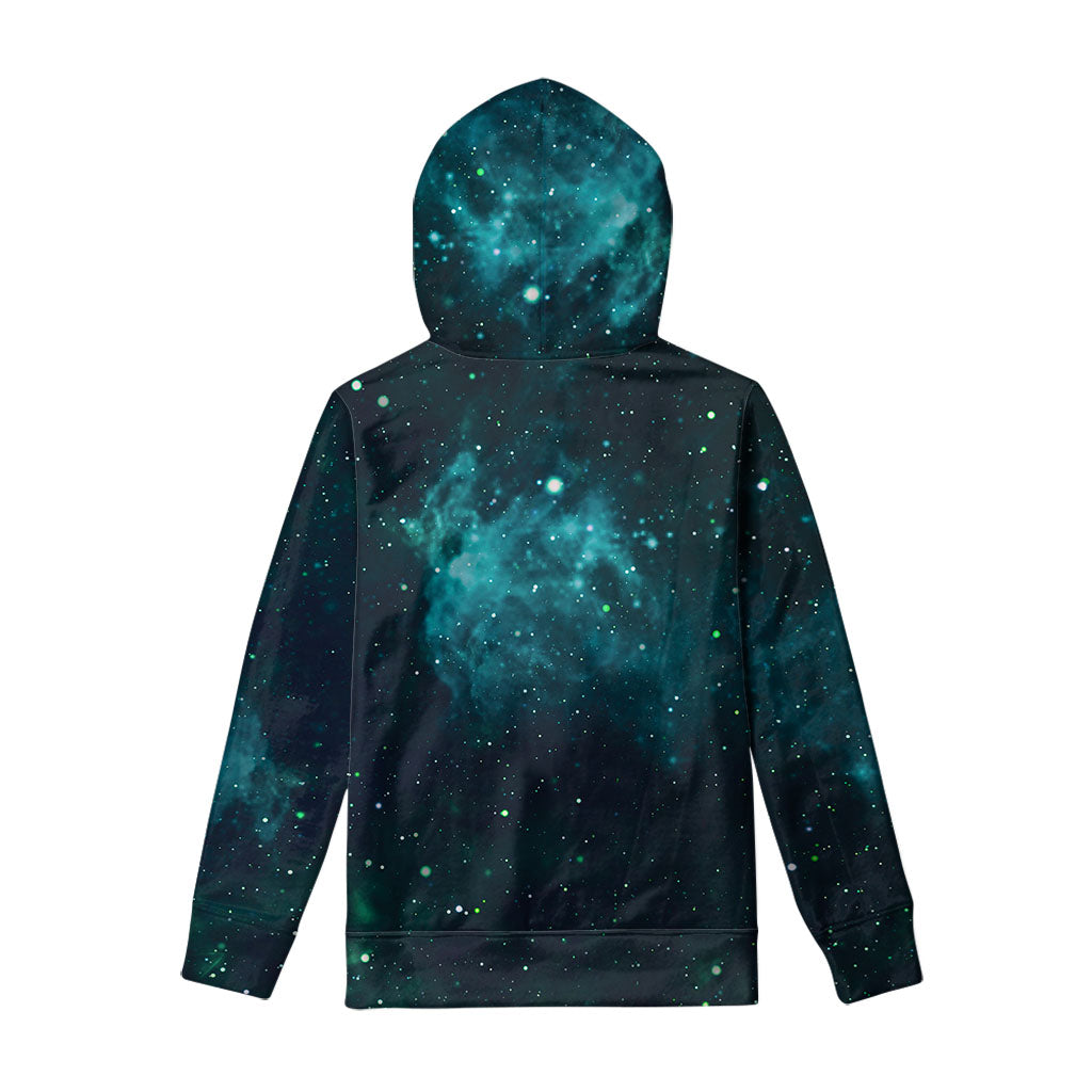 Dark Teal Galaxy Space Print Pullover Hoodie