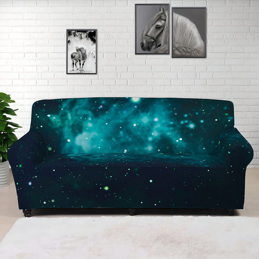 Dark Teal Galaxy Space Print Sofa Cover