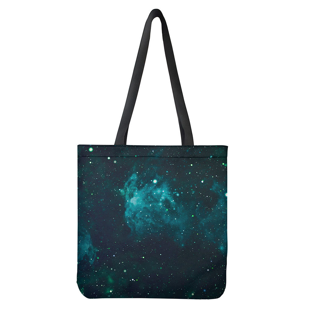Dark Teal Galaxy Space Print Tote Bag