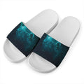 Dark Teal Galaxy Space Print White Slide Sandals