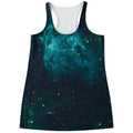 Dark Teal Galaxy Space Print Women's Racerback Tank Top