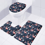Dark Tropical Flamingo Pattern Print 3 Piece Bath Mat Set