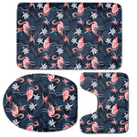 Dark Tropical Flamingo Pattern Print 3 Piece Bath Mat Set