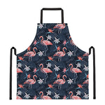 Dark Tropical Flamingo Pattern Print Apron