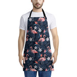 Dark Tropical Flamingo Pattern Print Apron