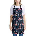 Dark Tropical Flamingo Pattern Print Apron