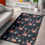 Dark Tropical Flamingo Pattern Print Area Rug