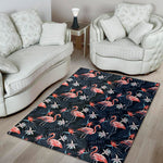 Dark Tropical Flamingo Pattern Print Area Rug
