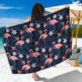Dark Tropical Flamingo Pattern Print Beach Sarong Wrap