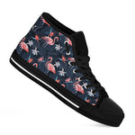 Dark Tropical Flamingo Pattern Print Black High Top Shoes