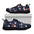 Dark Tropical Flamingo Pattern Print Black Running Shoes