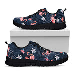 Dark Tropical Flamingo Pattern Print Black Sneakers