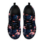 Dark Tropical Flamingo Pattern Print Black Sneakers