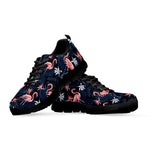 Dark Tropical Flamingo Pattern Print Black Sneakers