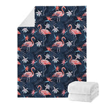 Dark Tropical Flamingo Pattern Print Blanket