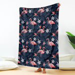 Dark Tropical Flamingo Pattern Print Blanket