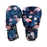 Dark Tropical Flamingo Pattern Print Boxing Gloves