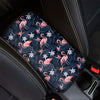 Dark Tropical Flamingo Pattern Print Car Center Console Cover