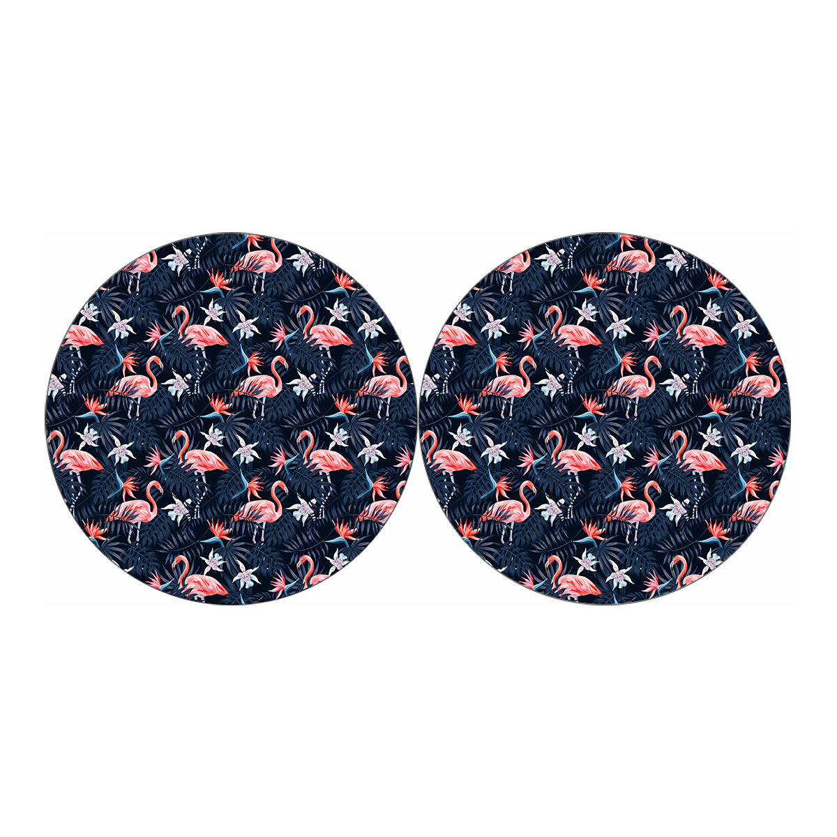 Dark Tropical Flamingo Pattern Print Car Coasters