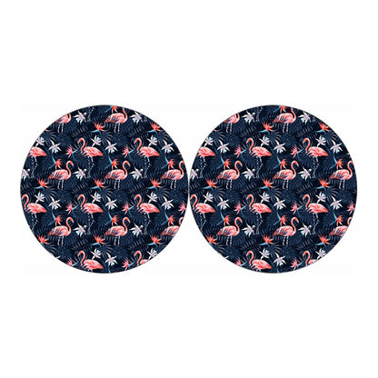 Dark Tropical Flamingo Pattern Print Car Coasters