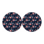 Dark Tropical Flamingo Pattern Print Car Coasters