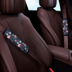 Dark Tropical Flamingo Pattern Print Car Seat Belt Covers