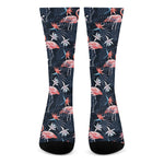 Dark Tropical Flamingo Pattern Print Crew Socks