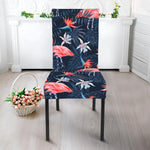 Dark Tropical Flamingo Pattern Print Dining Chair Slipcover