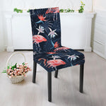 Dark Tropical Flamingo Pattern Print Dining Chair Slipcover