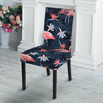 Dark Tropical Flamingo Pattern Print Dining Chair Slipcover