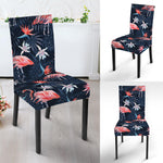 Dark Tropical Flamingo Pattern Print Dining Chair Slipcover