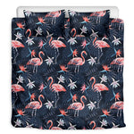 Dark Tropical Flamingo Pattern Print Duvet Cover Bedding Set