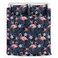 Dark Tropical Flamingo Pattern Print Duvet Cover Bedding Set
