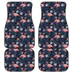 Dark Tropical Flamingo Pattern Print Front and Back Car Floor Mats