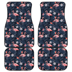 Dark Tropical Flamingo Pattern Print Front and Back Car Floor Mats