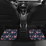 Dark Tropical Flamingo Pattern Print Front and Back Car Floor Mats