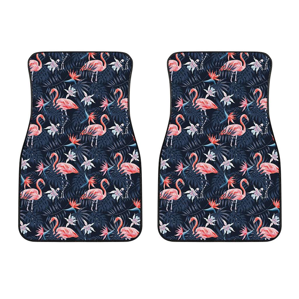 Dark Tropical Flamingo Pattern Print Front Car Floor Mats